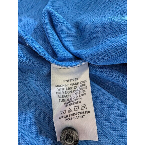 PGA Tour Polo Shirt Mens XL Blue Short Sleeve Three Button Collar Blue Stripes - Picture 12 of 13